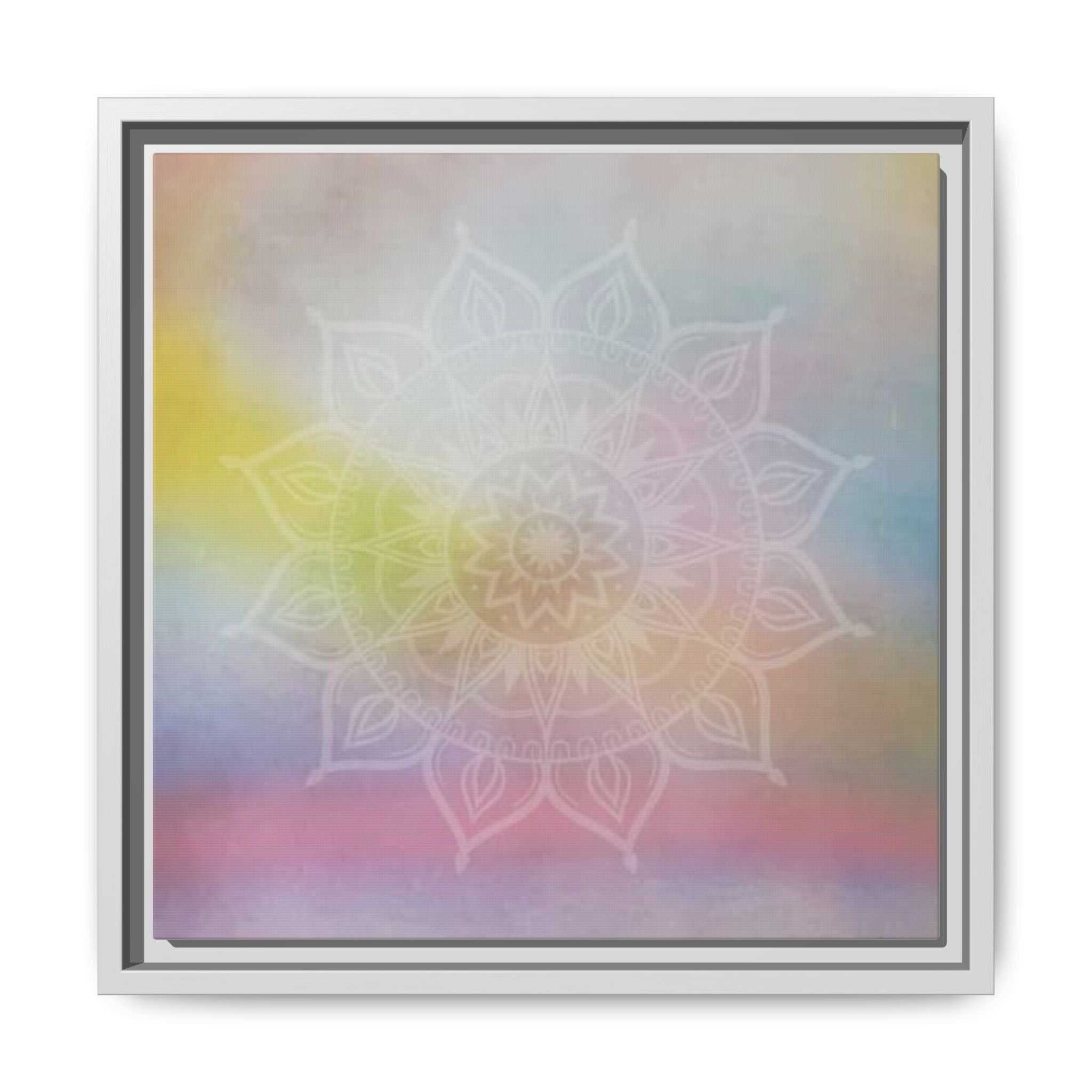 PASTEL MANDALA 5 Framed Matte Canvas Wall Art — Pastel Mandala Meditation Print