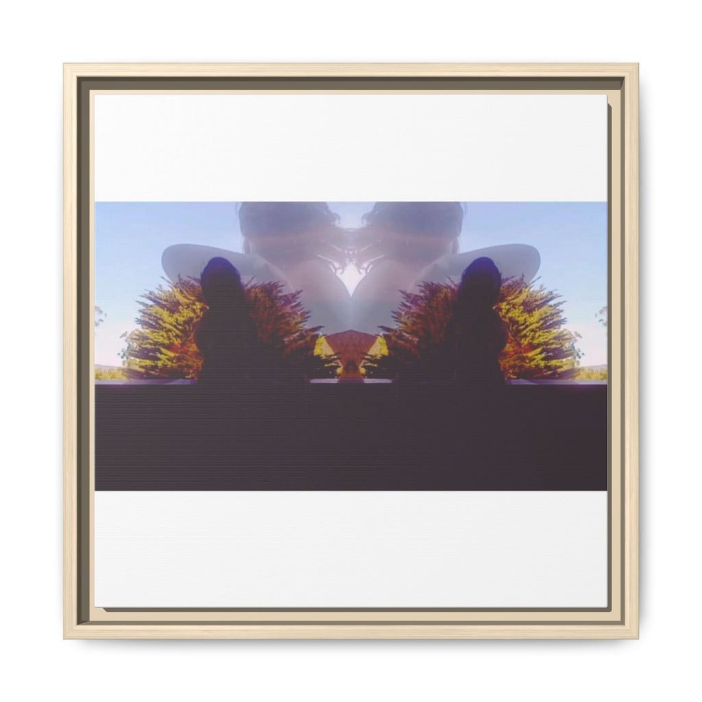 SURREALIST SUN DANCE 1 Framed Matte Canvas - Abstract Sunset Mirror Landscape Art
