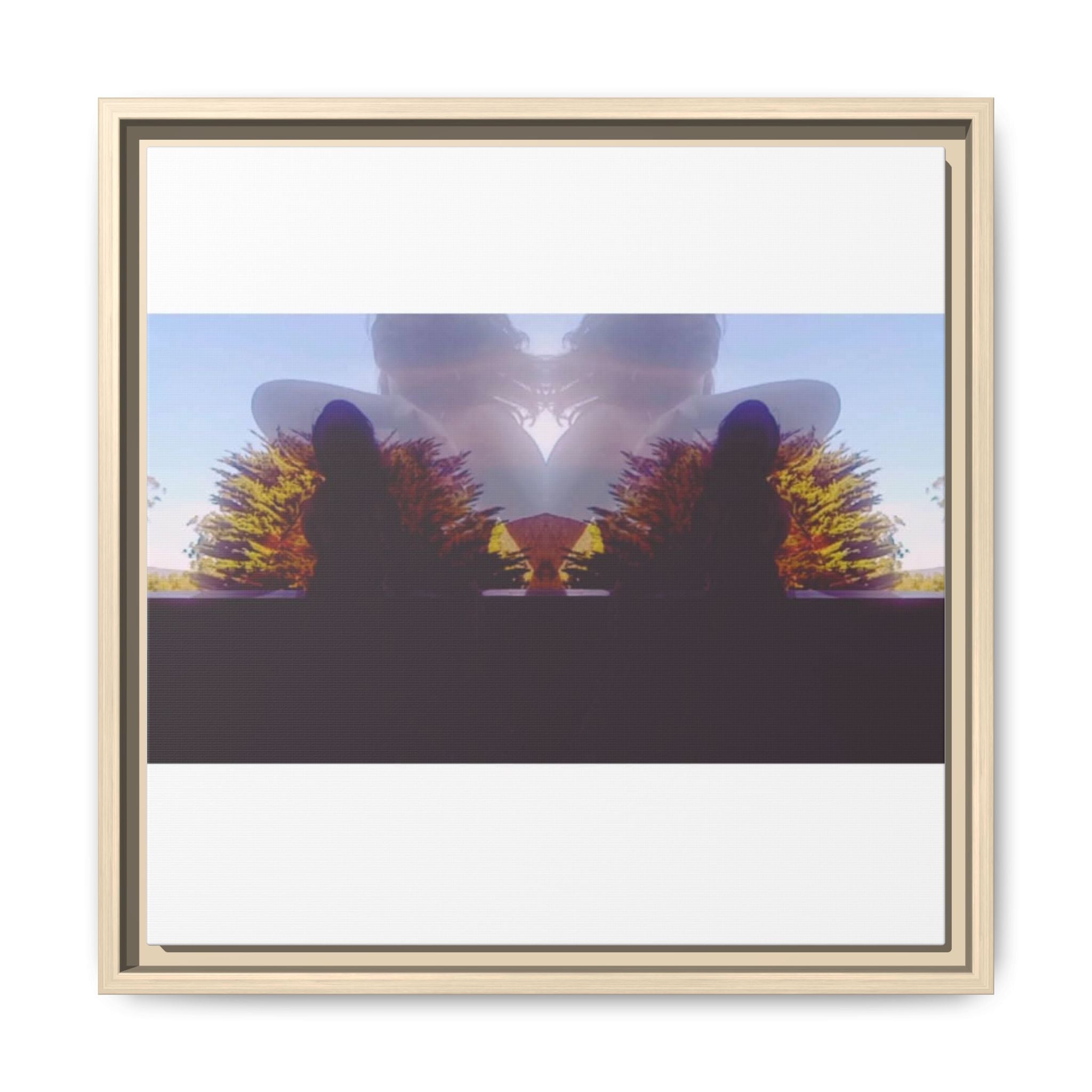 SURREALIST SUN DANCE 1 Framed Matte Canvas - Abstract Sunset Mirror Landscape Art