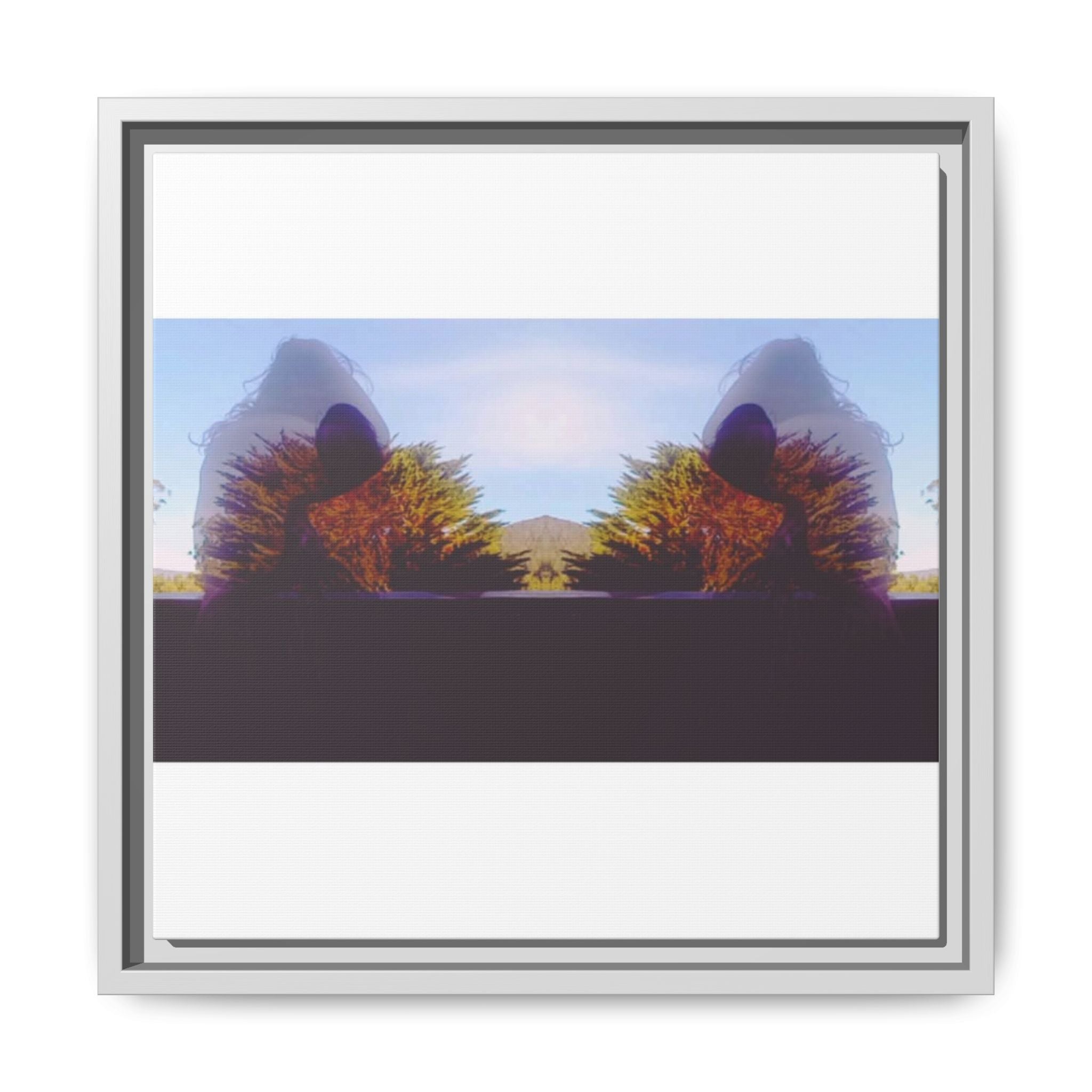 SURREALIST SUN DANCE 2 Framed Matte Canvas Wall Art — Symmetrical Sunset Landscape