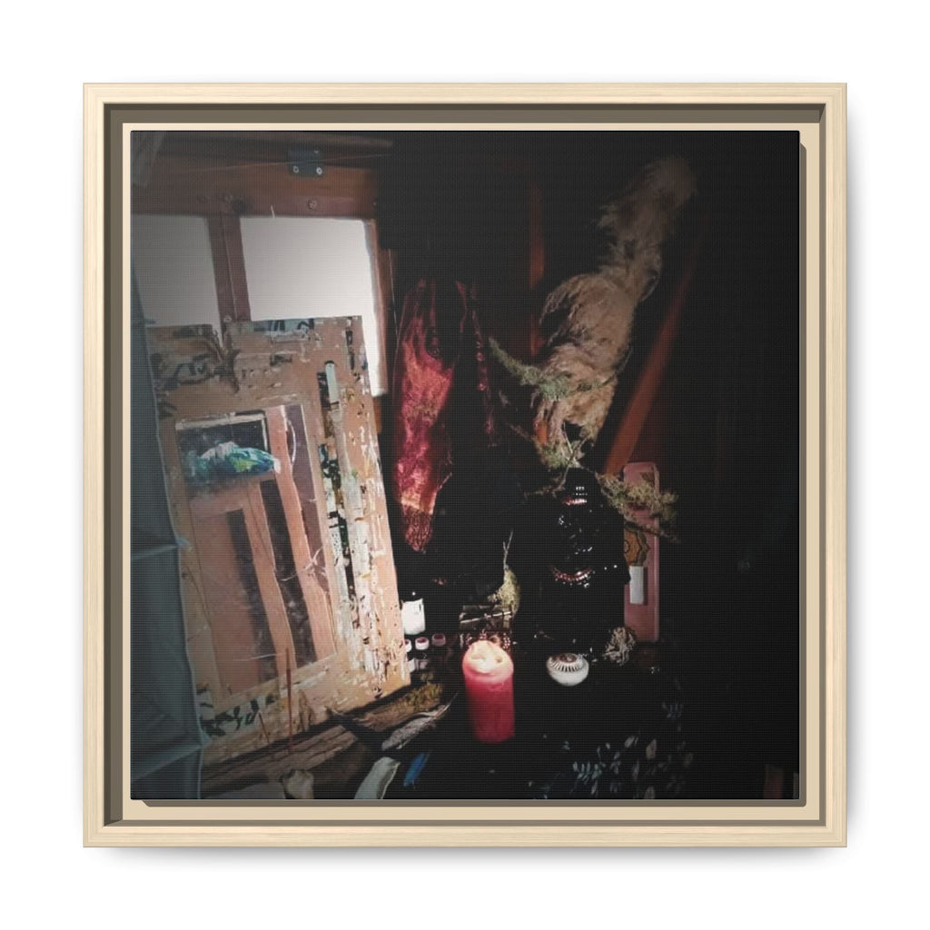 GYSPY WAGON Dark Still Life Matte Canvas Framed Art — Candlelit Studio Scene