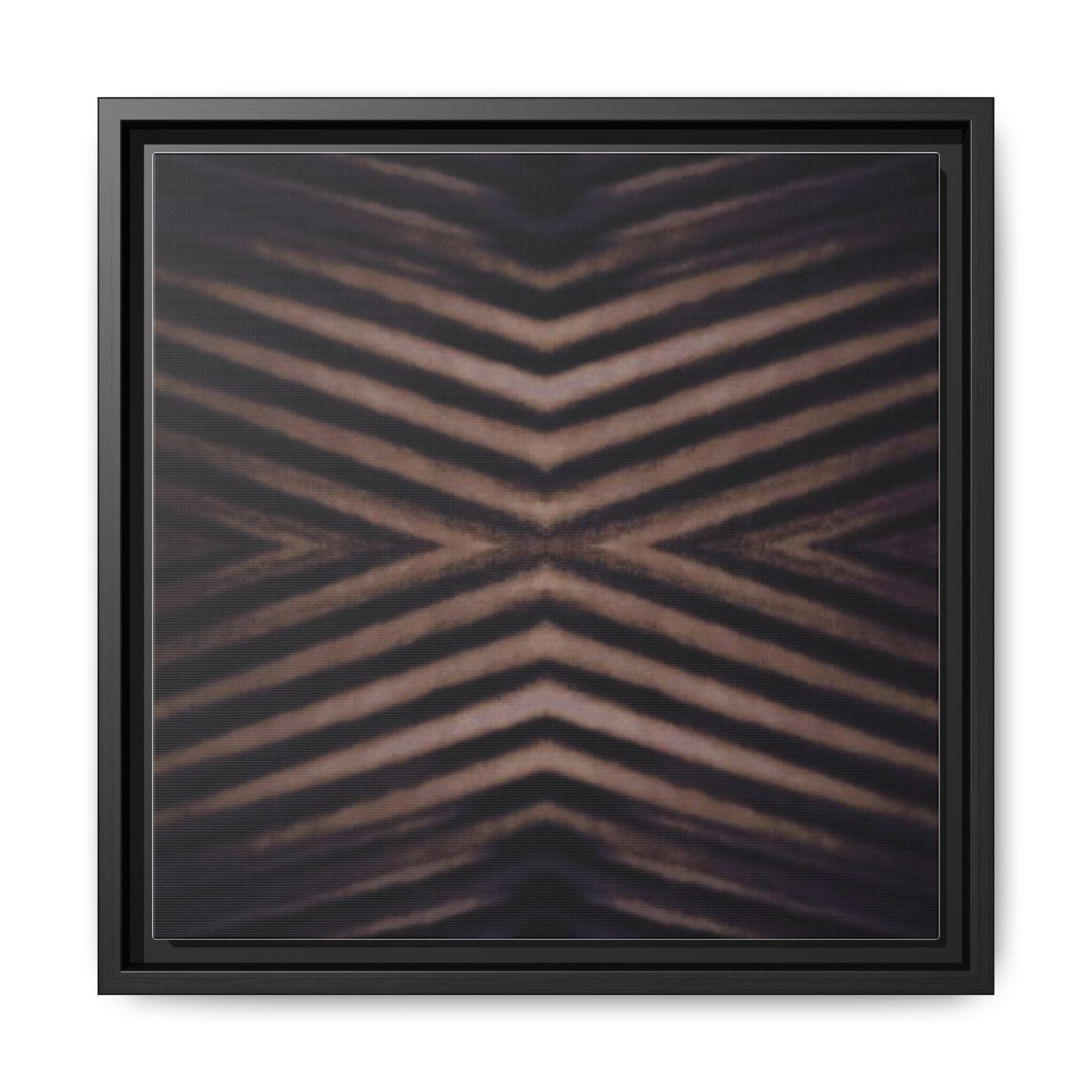 CORREGATED Framed Matte Canvas Wall Art — Abstract Geometric Chevron in Warm Neutrals
