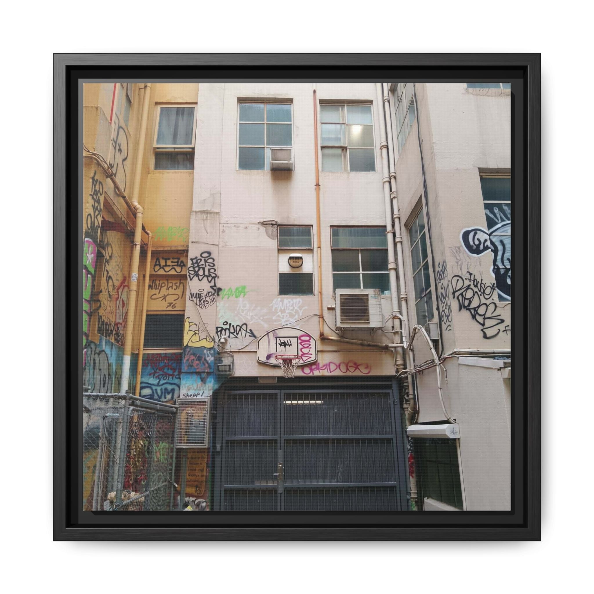BACKSTREET Urban Graffiti Alley Matte Framed Canvas Print